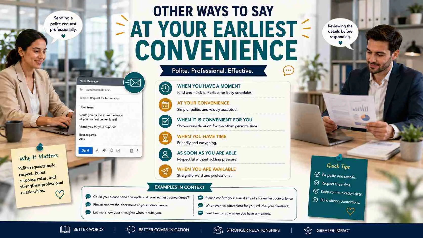 other ways to say at your earliest convenience
