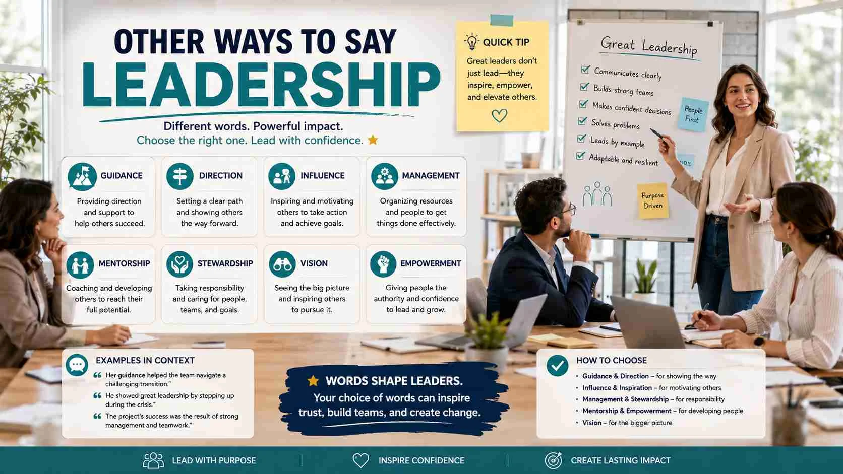 other ways to say leadership